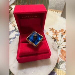 Kurt Geiger Gold and Blue Statement Ring